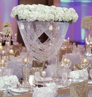 Support à fleurs en acrylique transparent de 24 pouces de haut, centre de table de mariage, décorations de style romantique