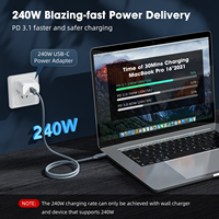 Cable USB4 de 1M 8K 60Hz Tipo-C a C, Carga Rápida de 240W, Transferencia de Datos de 40Gbps, Macho a Macho, Compatible con Monitor, Thunderbolt 3/4