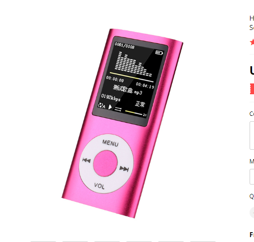 Hifi Mini Mp3 Player Music Sports with Earphone Fm Radio 1.8 Inch Tft Lcd Screen 16gb TF Card