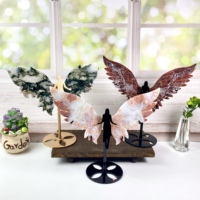 Ailes d'ange papillon sculptées en cristal naturel et pierres précieuses mélangées, avec support métallique, pour décoration et cadeau – Vente chaude