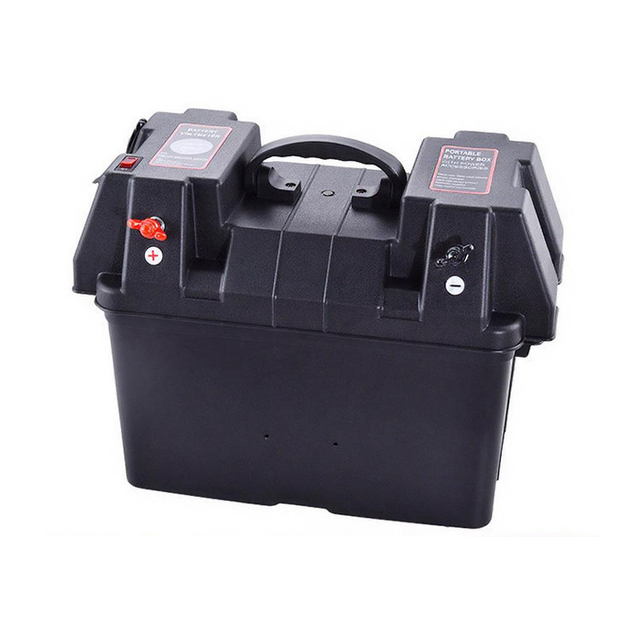 Multifunctional Battery Box 12-24V Battery Case Lithium Battery Storage Protection Box Car Charging Voltage Meter