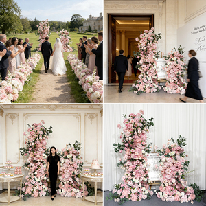 Arco y Fondo de Boda con Flores Artificiales Realistas en Rosa, con Flores de Seda Suaves en Tonos Rosa Empolvado y Suave - Product Image 2