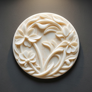 Panneau mural en marbre blanc sculpté à la main avec motifs floraux, décoration murale intérieure pour maison de vacances - Product Image 2