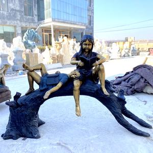 Aangepaste Tuin Levensgrote Bronzen Meisje Leesboek Standbeeld Te Koop - Product Image 2