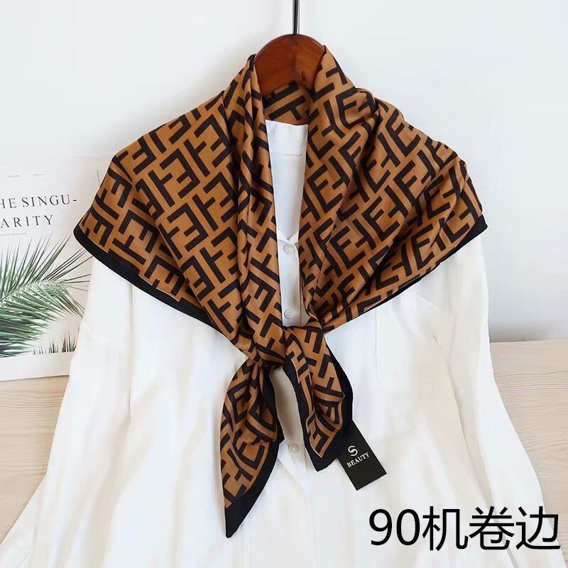 90*90 kerchief abstract European American high quality luxury soft custom square scarfs silk scarf for women