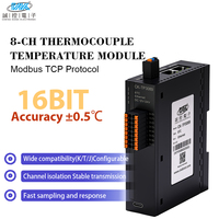 Módulo de Temperatura de 8 Canales con Termopar, Registrador de Datos, Ethernet Modbus TCP, Módulo IO para Riel DIN, en Stock