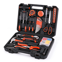 Kit d'outils à main pour la maison de 72 pièces avec marteau à griffes, tournevis, mètre ruban, jeu de douilles, pinces, clé hexagonale, embouts pour réparation domestique