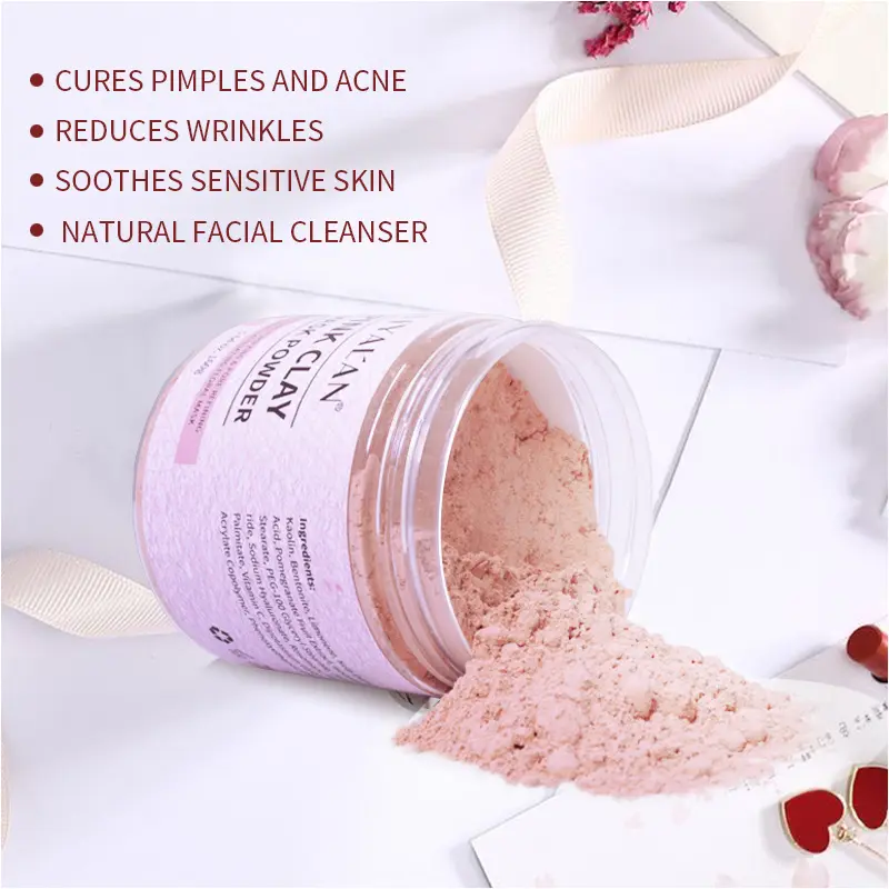 Großhandel Private Label Pink Clay / Rose Clay Pulver für die Seifen herstellung Feiner, sanfter, beruhigender Ton für Gesichts masken, Seifen und mehr