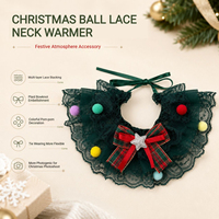 Collier de Noël pour animaux de compagnie, vert, avec dentelle, bandana, pompon, nœud écossais, réglable, pour chat, chaton, petit chiot, collier de Noël pour chien