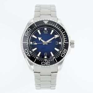 Montre <span class=keywords><strong>mécanique</strong></span> pour homme <span class=keywords><strong>en</strong></span> acier inoxydable de haute qualité, sportive et décontractée, cadran bleu foncé, index lumineux, lunette rotative - Product Image 1