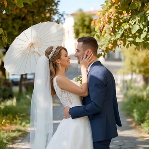 Natural Handmade Oil Paper Wedding <b>Umbrellas</b> for Guests, Custom Parasols for Outdoor Decor & Photo Props - Product Image 1