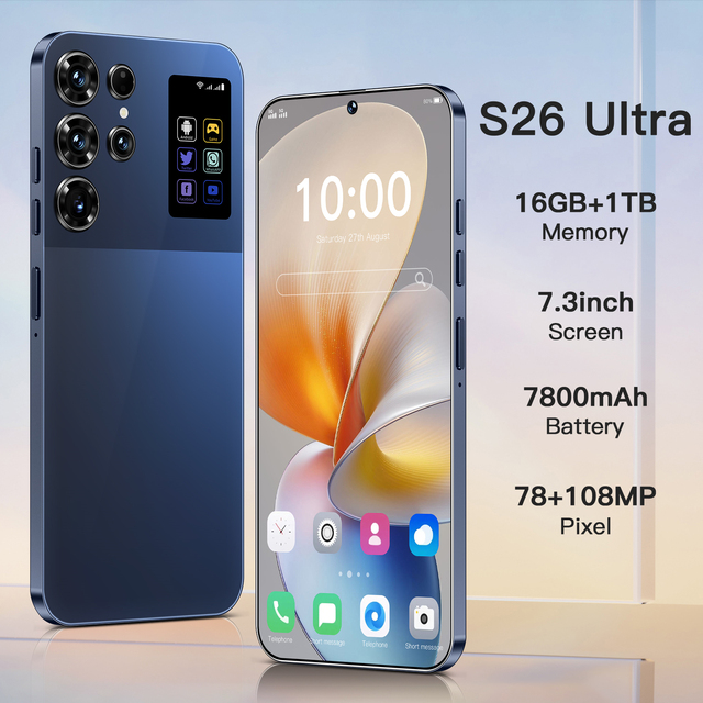 Original S26 Ultra 7.3 Inch 16GB+1TB 5G Smartphone 48+108MP HD 4K Camera Dual Card 5G Android 14.0 Unlocked Cellphone