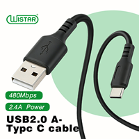 Câble USB 2.0/micro WISTAR de haute qualité 480 Mbps 2.4A à charge rapide, certifié CE RoHS FCC pour ordinateur