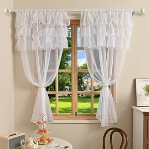 Cortinas de Tul con Volantes DaiRui, Venta al por Mayor, Cortinas Románticas de Voile que Filtran la Luz, Paneles para <span class=keywords><strong>Dormitorio</strong></span>, Multicapa, con Ojales, Personalizadas OEM - Product Image 1