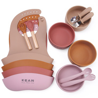 Nouvelles tendances bol d'entraînement personnalisé plats en Silicone pour enfants ensemble d'alimentation en Silicone pour bébé 3 pièces avec ventouse