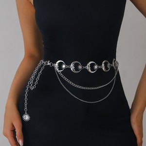 Catena da donna ciondolo stella della <span class=keywords><strong>luna</strong></span> in lega <span class=keywords><strong>pietra</strong></span> naturale 115cm Retro Hip-hop Gothic Punk moda - Product Image 2