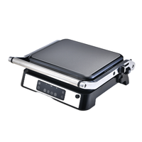 Parrilla de Contacto Digital Eléctrica para 4 Rebanadas, Sandwichera con Pantalla LED, Placas Antiadherentes, Prensa para Panini