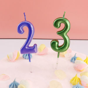 Bougies d'anniversaire de numéro de couleur métallique de nouvelle conception pour les fêtes - Product Image 3