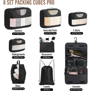 Juego de 9 Cubos de Almacenamiento para Maletas de Viaje de Lona y Poliéster con Logotipo Personalizado, Organizador de Equipaje con Compresión - Product Image 2