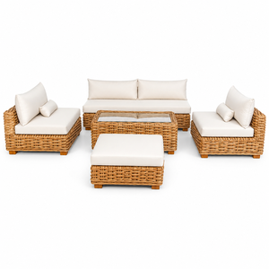 Modern Three Seat Outdoor Leisure <b>Sofa</b> Set White Waterproof Cushions UV-Resistant PE <b>Rattan</b> Eco-Friendly Durable Garden - Product Image 6