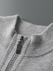 2025 ODM <strong>Men's</strong> Casual <strong>Cardigan</strong> Stand Collar Solid Pattern Winter <strong>Lined</strong> Wool <strong>Fleece</strong> 330g Knitted Regular Fit Hoodie Sweatshirt - Product Image 5