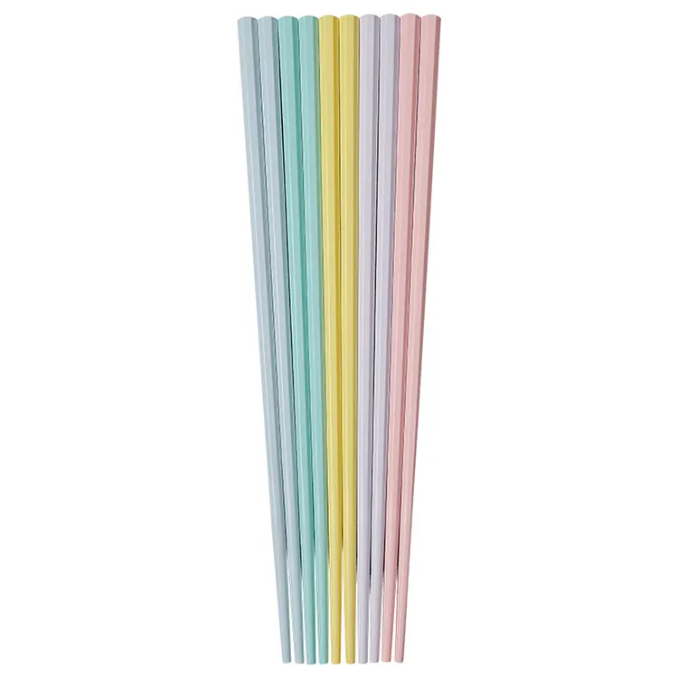 Set hadiah sumpit serat kaca paduan Tiongkok warna-warni dapat digunakan kembali 5 pasang kustom kualitas tinggi