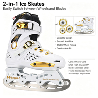 Patins à glace convertibles 2 en 1 pour adultes, lame en acier inoxydable, roues en PU, bottes de patinage sur glace, freestyle, taille 36-44
