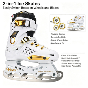 Patins à <span class=keywords><strong>glace</strong></span> convertibles 2 en 1 pour adultes, lame en acier inoxydable, roues en PU, bottes de patinage sur <span class=keywords><strong>glace</strong></span>, <span class=keywords><strong>freestyle</strong></span>, taille 36-44 - Product Image 6