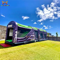 Château gonflable géant en PVC pour enfants et adultes avec toboggan combiné, parcours d'obstacles gonflable disco, jeu de course amusant commercial