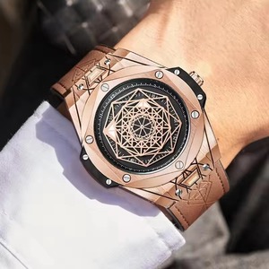 Montre de luxe tendance Drioshipping, design d'échantillon, bracelet en cuir véritable, étanche à vie - Product Image 2