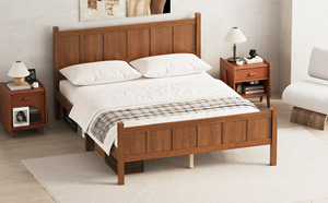Cama Ajustable Queen Size con Cabecera y Piecera, Tapicería de Terciopelo Moderna, Acabado con Aspecto de Madera, Ideal para Apartamentos - Product Image 6