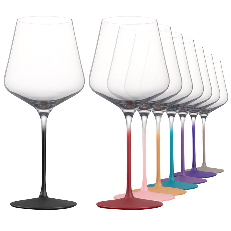 Multiple colors 800~900 ml Frosted color red wine glass sandblasting process crystal glass