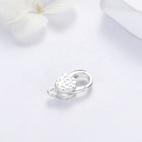 Fermoir Mousqueton en Argent Sterling Oxydé Style Rétro, Forme Fleur, Filigrane, pour Bracelet et Apprêts de Bijoux