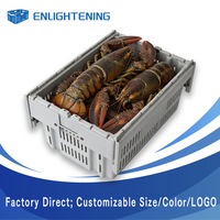 Caisse à homards en plastique HDPE de qualité marine 600x400x300mm, empilable, emboîtable, résistante à l'eau salée, boîte de stockage logistique pour fruits de mer