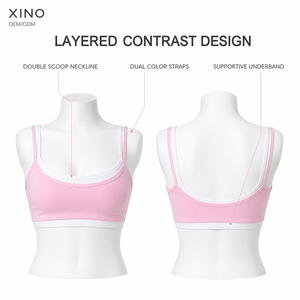 <span class=keywords><strong>Reggiseno</strong></span> Sportivo da Donna OEM con Logo Personalizzato, <span class=keywords><strong>Doppia</strong></span> Fascia, Bordi a Contrasto, Leggero, Traspirante, Imbottito, Supporto Leggero per Yoga e Allenamento - Product Image 2