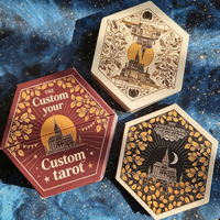 Boîte rigide personnalisée en forme hexagonale pour jeu de tarot en papier avec estampage à chaud doré et guide, pour usage éducatif et divertissant