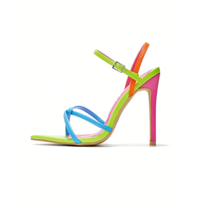 สายรัดด้านหลังของผู้หญิงพร้อมสายรัดรองเท้าส้นสูงแบบเรียบง่ายหัวแหลมปลายแหลมเดียวส้นลูกแมวสุดหรูสำหรับผู้หญิง - Product Image 5