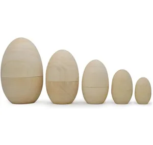 5英寸未完成未上漆的空白平底小尺寸定制批发天然中空木质彩蛋