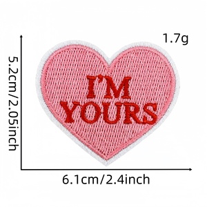 Patchs brodés à repasser en gros, patchs brodés pour la Saint-Valentin, patchs brodés mignons, accessoire de vêtement en forme de cœur brodé - Product Image 6