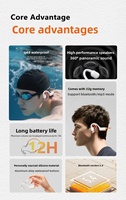 Écouteurs Sportifs pour la Natation avec Lecteur MP3 32 Go, Bluetooth Double Mode, Étanche IP68, Conduction Osseuse, Crochet d'Oreille, Bouton de Commande