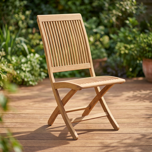 Chaise de bistrot pliante en teck massif - Portable, imperméable, écologique, design moderne pour jardin, terrasse et salon - Product Image 3