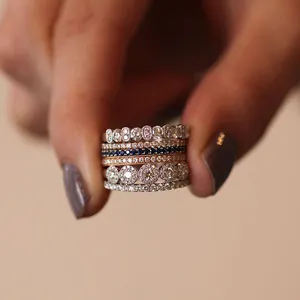 2023时尚立方氧化锆锆石钻石结婚订婚戒指优雅锆石钻石戒指