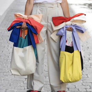 Eco-Friendly Bowknot Canvas <strong>Tote</strong> <strong>Bag</strong> with Long Handle Reusable Cotton Shopping <strong>Bags</strong> <strong>for</strong> <strong>School</strong> Work Daily Life - Product Image 6