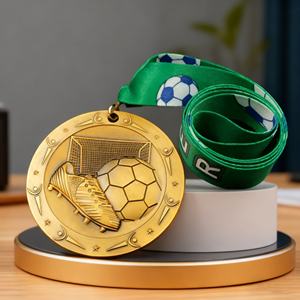 Médaille de sport en métal de football/soccer, design personnalisé, haute qualité, antique, en laiton, émail 3D souple, pour souvenir - Product Image 2