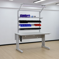 Table industrielle en acier ESD DETALL pour zones de test en laboratoire avec bras de moniteur, accessoires d'assemblage électronique, garantie 5 ans