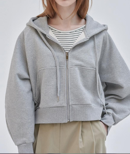 <span class=keywords><strong>Sudadera</strong></span> <span class=keywords><strong>con</strong></span> <span class=keywords><strong>capucha</strong></span> corta gris para <span class=keywords><strong>mujer</strong></span>, <span class=keywords><strong>con</strong></span> <span class=keywords><strong>cremallera</strong></span>, estilo casual y suave, <span class=keywords><strong>con</strong></span> bolsillos frontales y <span class=keywords><strong>capucha</strong></span> <span class=keywords><strong>con</strong></span> cordón ajustable - Product Image 3