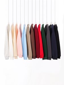 350G Mùa Thu Nặng Cotton Hỗn Hợp Crew Cổ Áo Cơ Bản Lỏng Rắn Màu Sắc Thương Hiệu Áo Cho Nam Giới Phụ Nữ Biểu Tượng Tùy Chỉnh Áo - Product Image 3