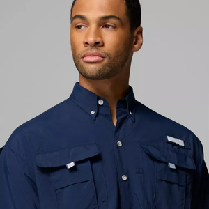 เสื้อเชิ้ตตกปลาปักลายมุกติดกระดุมแบบสแนป สำหรับทำงาน ตกแต่งเลื่อมลายปลา สั่งทำจำนวนมาก ลายพรางดิจิทัล เจาะรูระบายอากาศ ป้องกันแสงยูวี 50  ติดกระดุม คอปก - Product Image 5