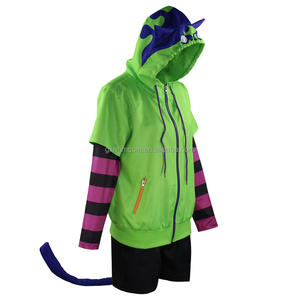 7 Uds Anime <span class=keywords><strong>SK8</strong></span> <span class=keywords><strong>the</strong></span> <span class=keywords><strong>Infinity</strong></span> Miya disfraz Animal gato película Sudadera con capucha orejas cola traje Halloween verde uniforme conjunto niños Cosplay disfraz - Product Image 3