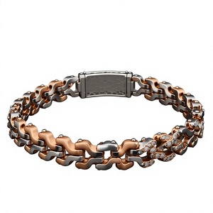 Orelia Luxe Rose Gold Plated Hiphop <b>Mens</b> Link Bracelet Diamond Inlay Chain <b>Bangle</b> Rectangular Plate Clasp Gift Jewelry - Product Image 3